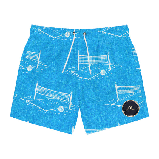 Surfache Beach Volleyball Swim Trunks – Blue Court Print AOP Shorts