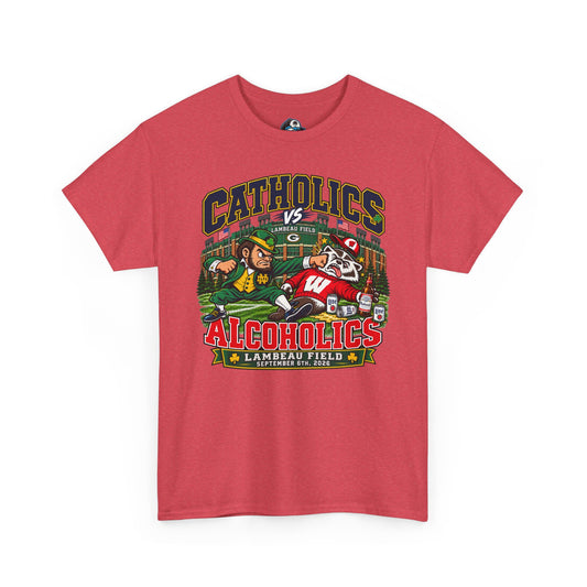 Catholics vs Alcoholics Football T-Shirt – Lambeau Field Tailgate Tee