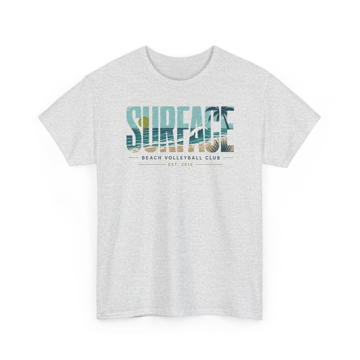 Surface Beach Volleyball Club Graphic Tee — Surf Photo Typography T‑Shirt