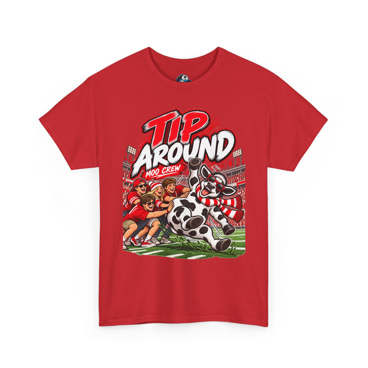Moo Crew “Tip ’Around” Football Game Day  Cow Print T-Shirt