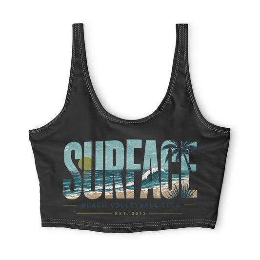 Surfage Beach Sports Bra — Tropical Surf Graphic Crop Top