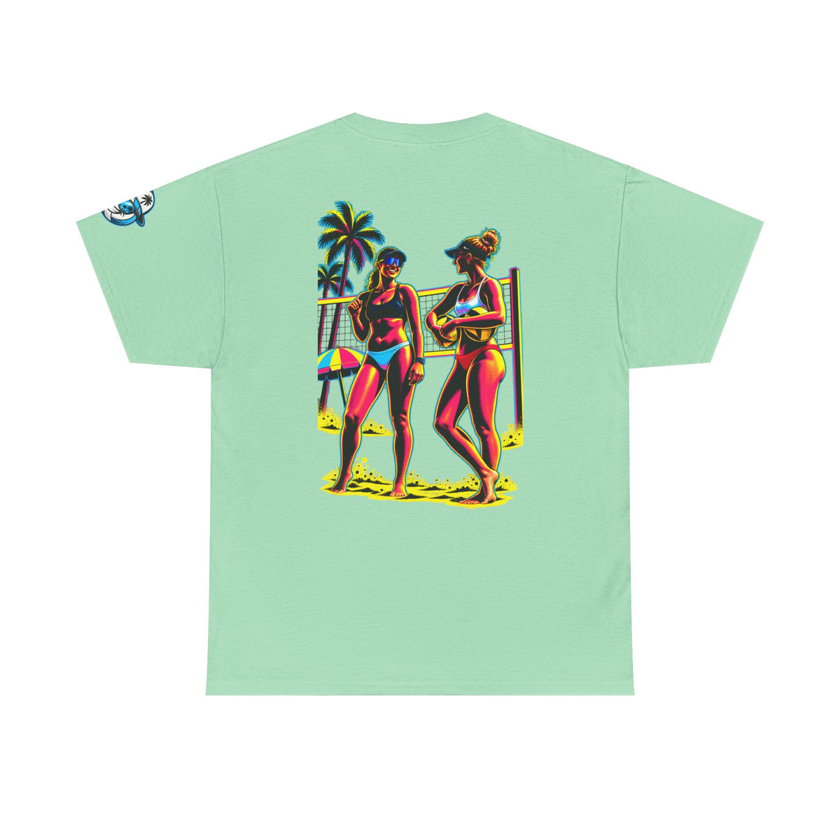 Beach Volleyball T‑Shirt – "Surface Beach Volleyball Club" Retro Sunset Graphic