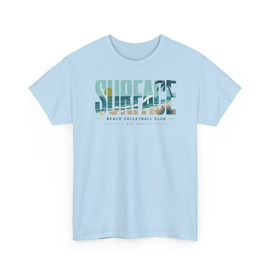 Surface Beach Volleyball Club Graphic Tee — Surf Photo Typography T‑Shirt
