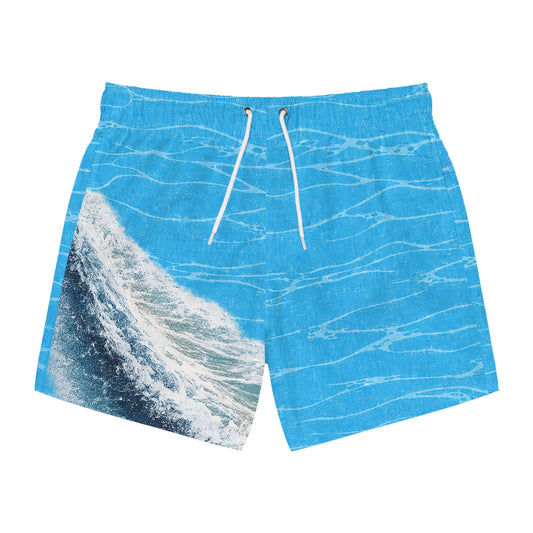Surfache Ocean Wave Swim Trunks — Blue Water Patterned Board Shorts