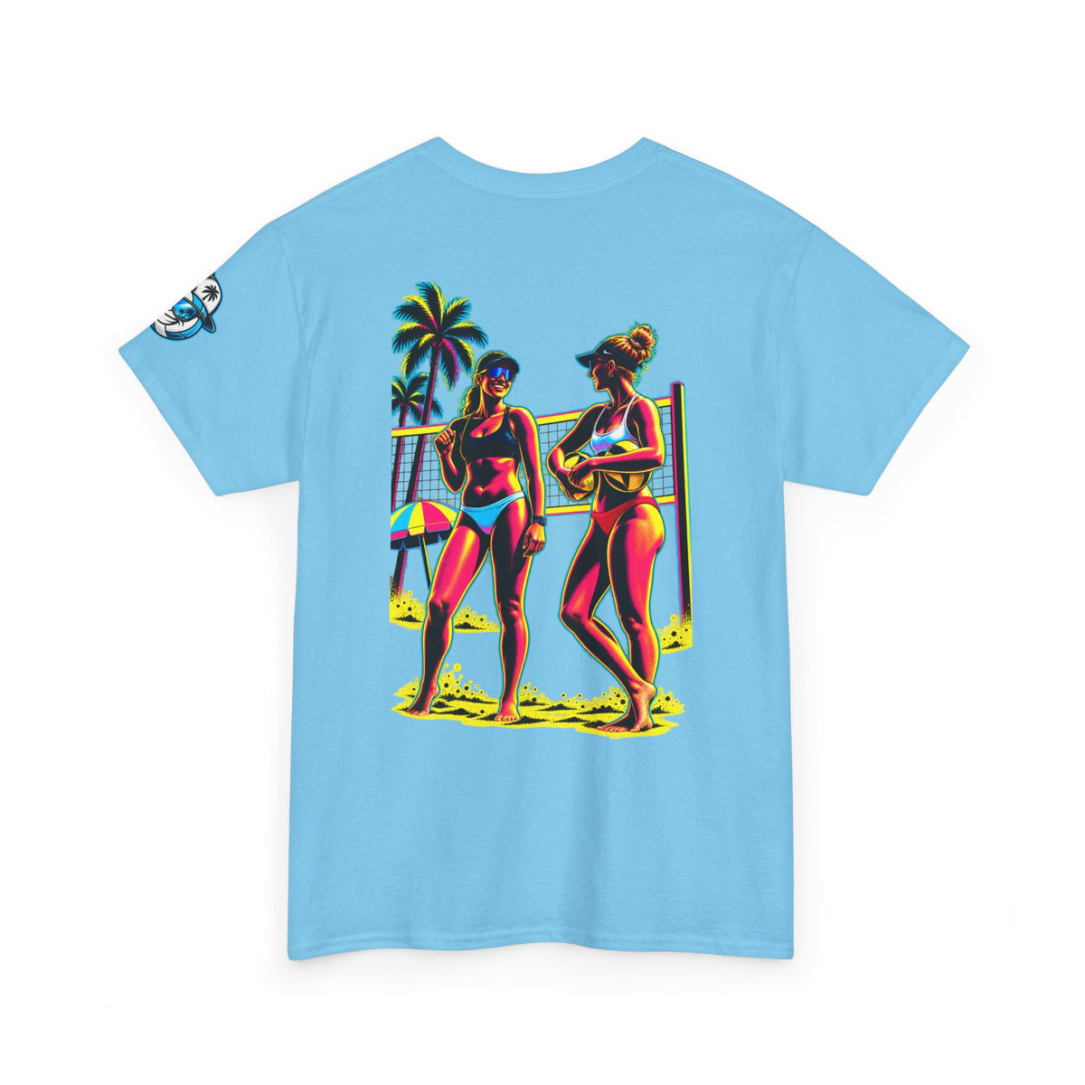 Beach Volleyball T‑Shirt – "Surface Beach Volleyball Club" Retro Sunset Graphic