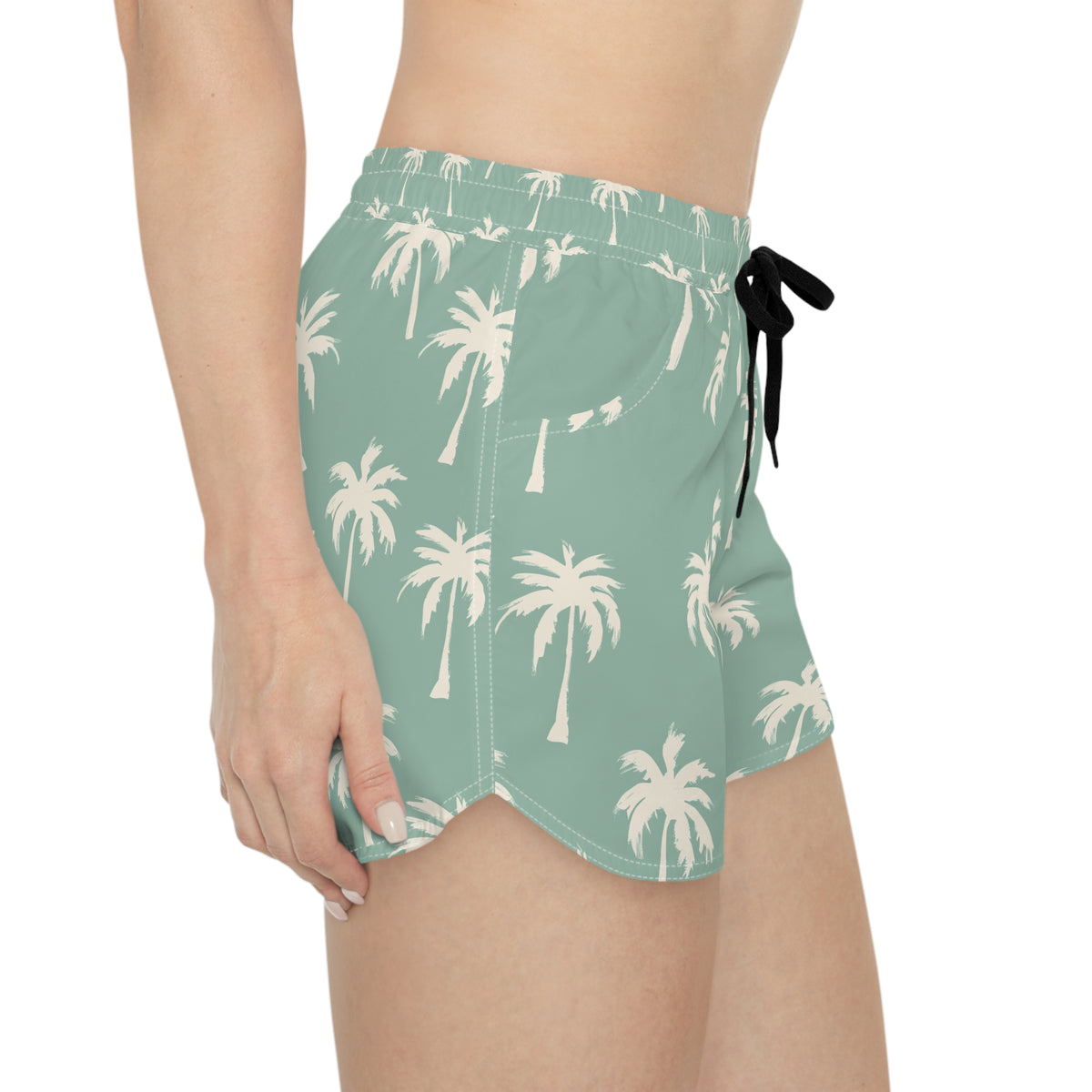 Palm Print Lounge Shorts — Tropical Women’s Casual Beach Shorts