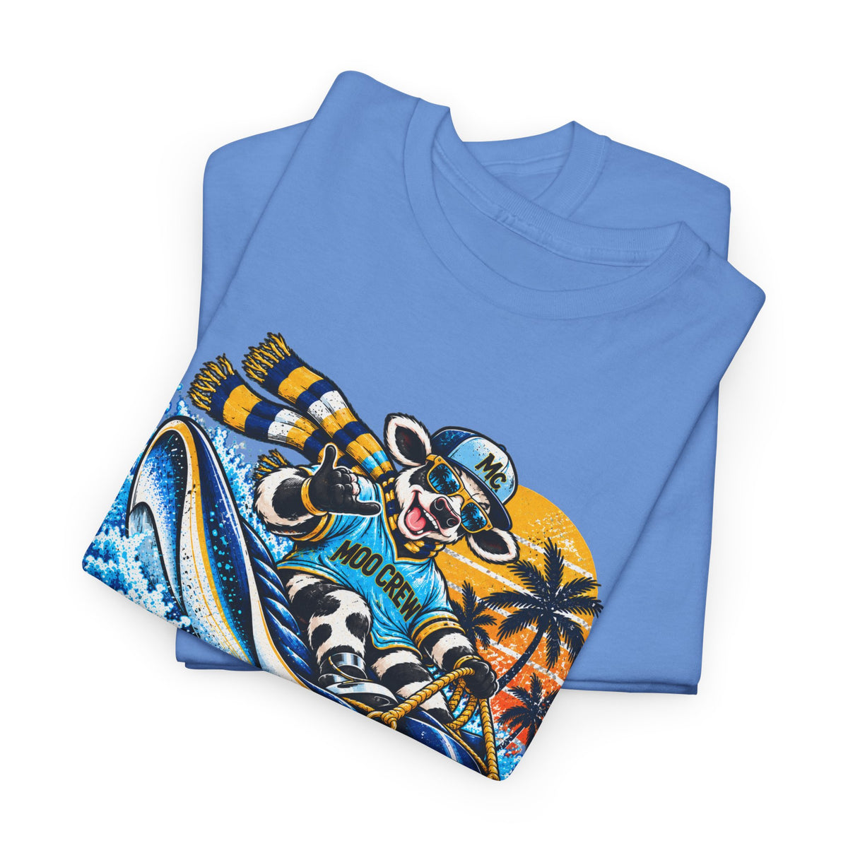 Moo Crew In 4 Ray Surfing Sunset Retro WI Teams Graphic Tee