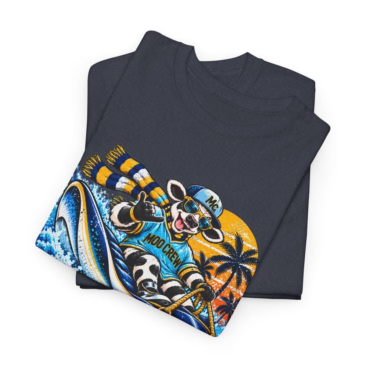 Moo Crew In 4 Ray Surfing Sunset Retro WI Teams Graphic Tee