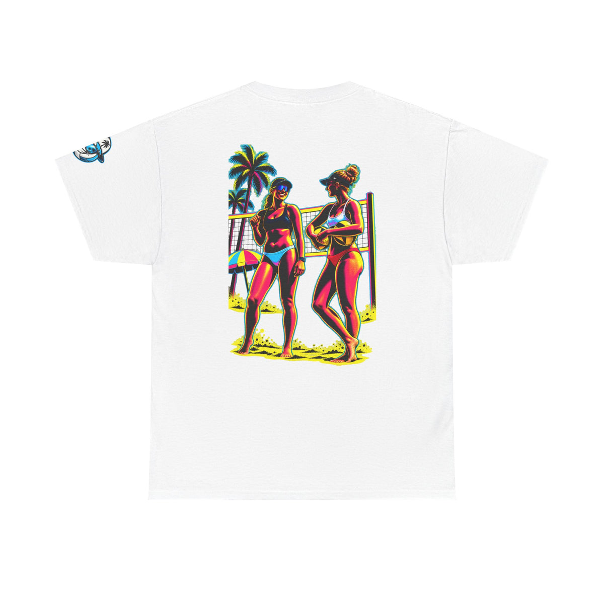 Beach Volleyball T‑Shirt – "Surface Beach Volleyball Club" Retro Sunset Graphic