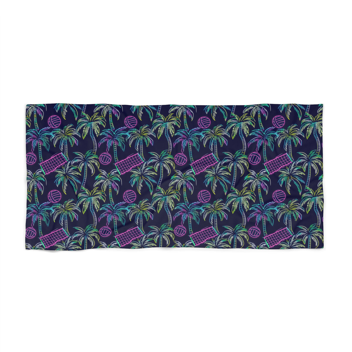 Tropical Neon Palm Beach Towel