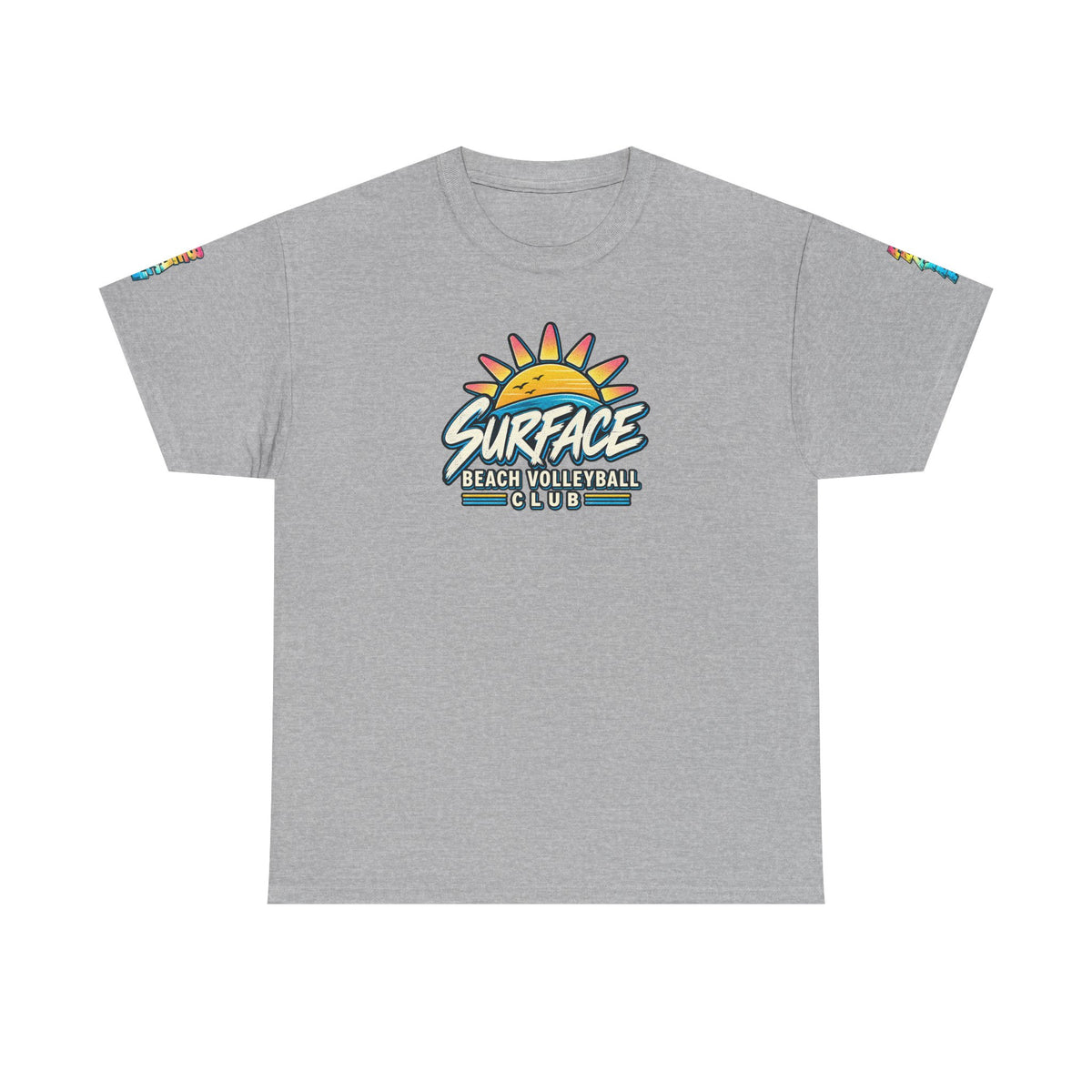 Beach Volleyball Tee — "Surface Beach Volleyball Club 2027" Retro Sunset Shirt
