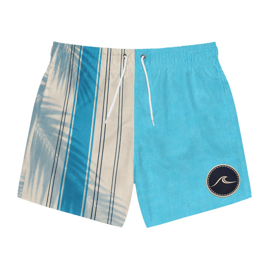Surfache Men's Tropical Stripe Swim Trunks — Blue Palm Beach Shorts