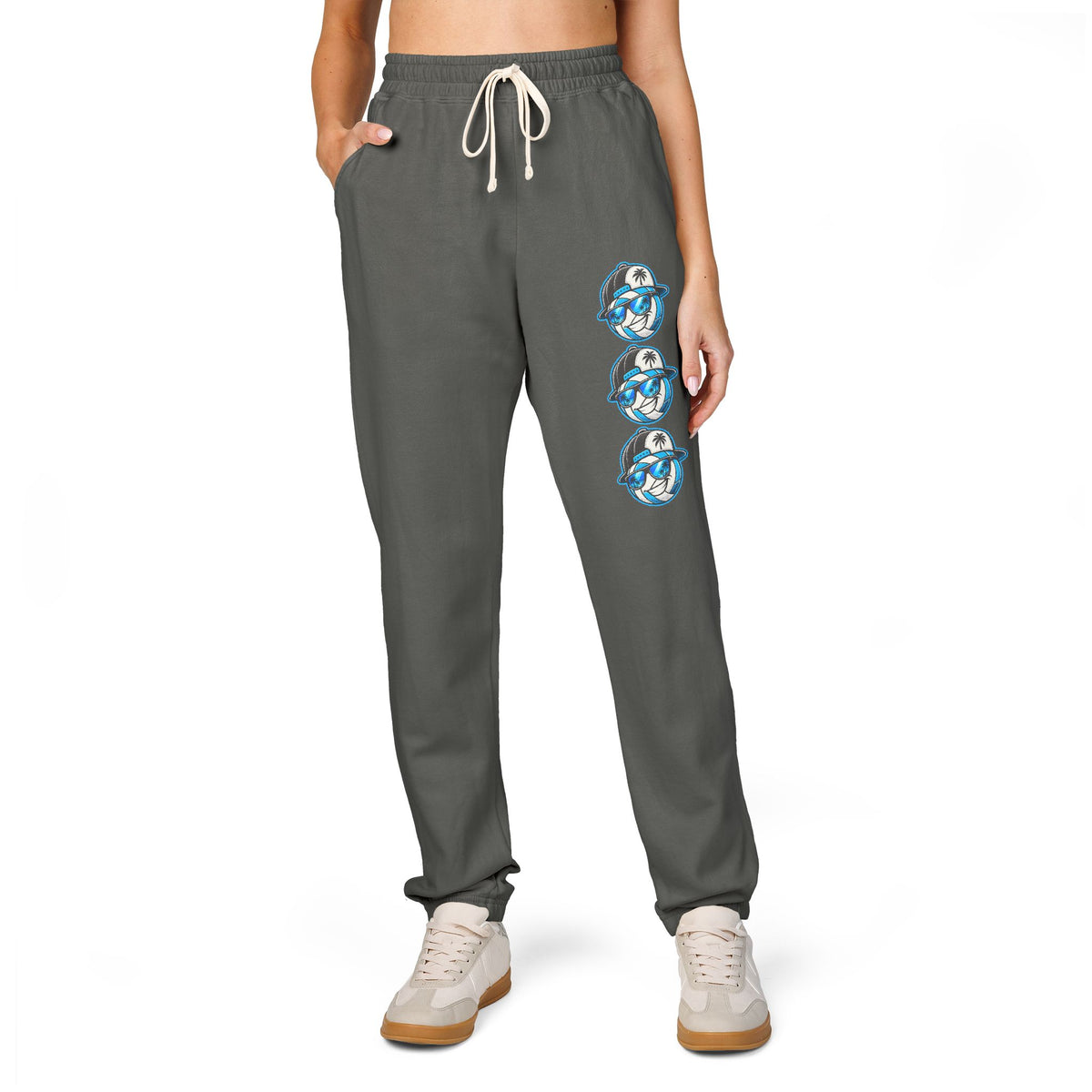 Surface Mascot Embroidered Anchor Fleece Sweatpants — Nautical Beach Vibe Joggers