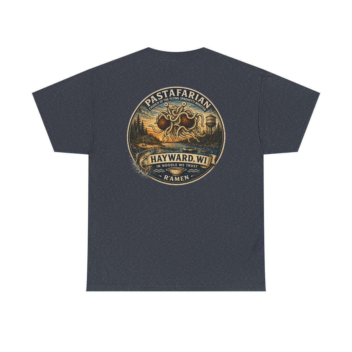 Whiplash Pastafarian T-Shirt — Vintage Hayward, WI Ramen Graphic Tee