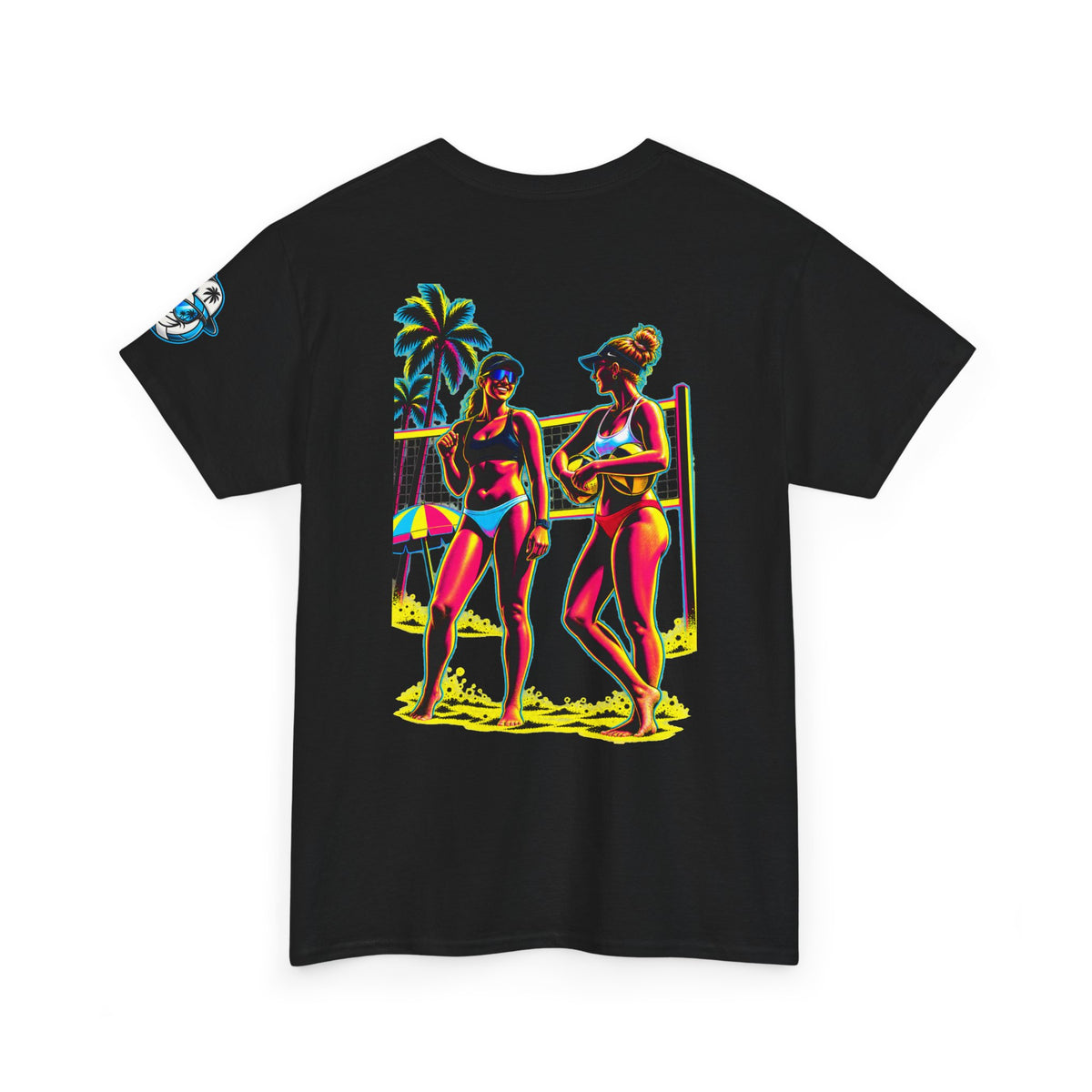 Beach Volleyball T‑Shirt – "Surface Beach Volleyball Club" Retro Sunset Graphic