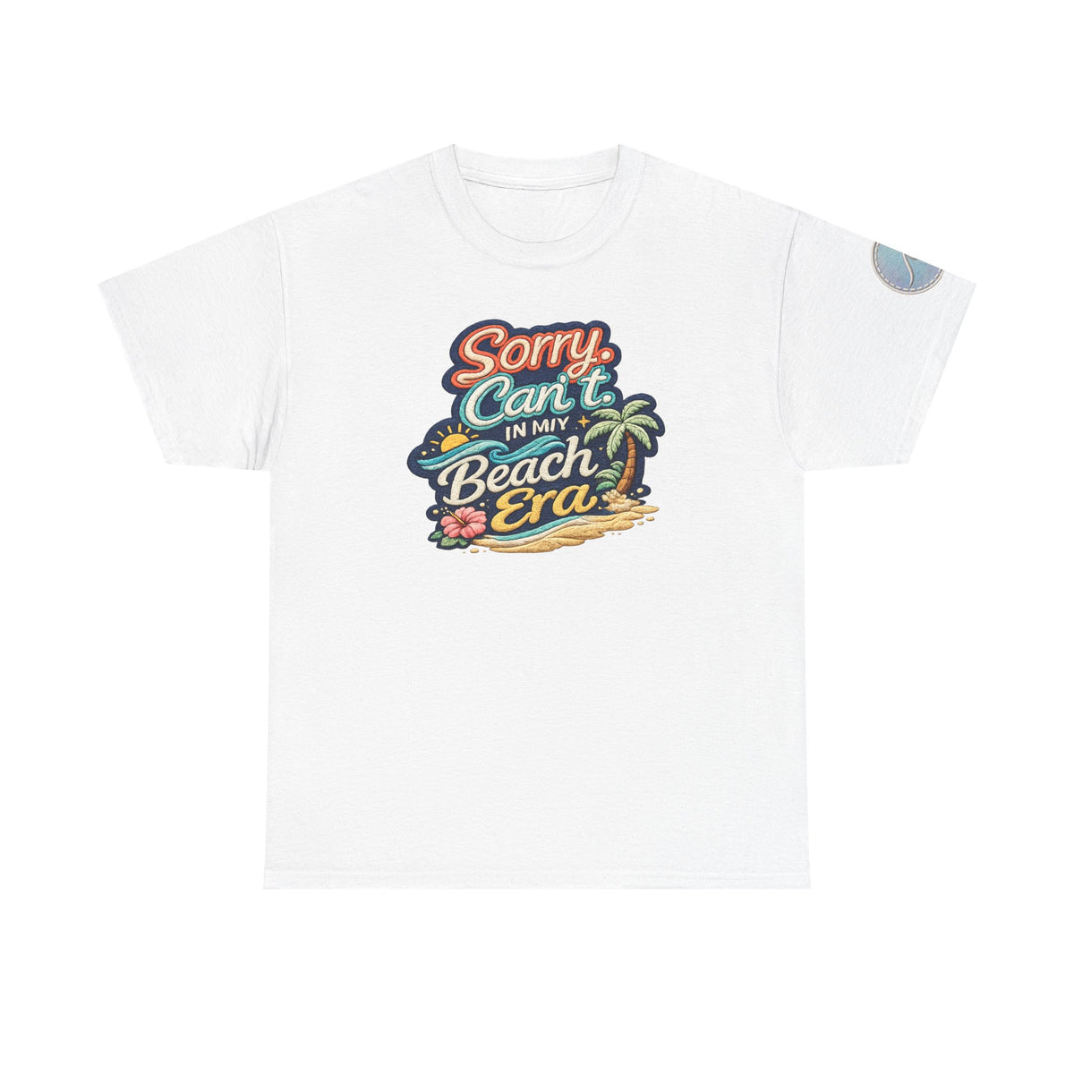 Sorry Can't, In My Beach Era — Retro Tropical Palm Beach Vacation T‑Shirt