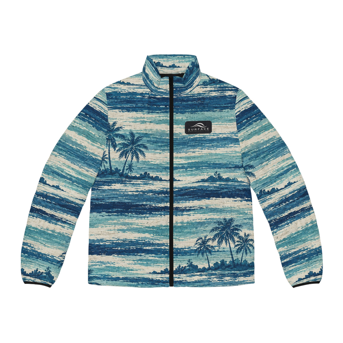 Tropical Ocean Palm Tree Puffer Jacket