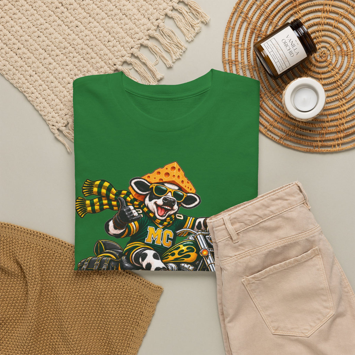 Moo Crew WI Teams Game Day Motorcycle Graphic Tee The Big Cheese