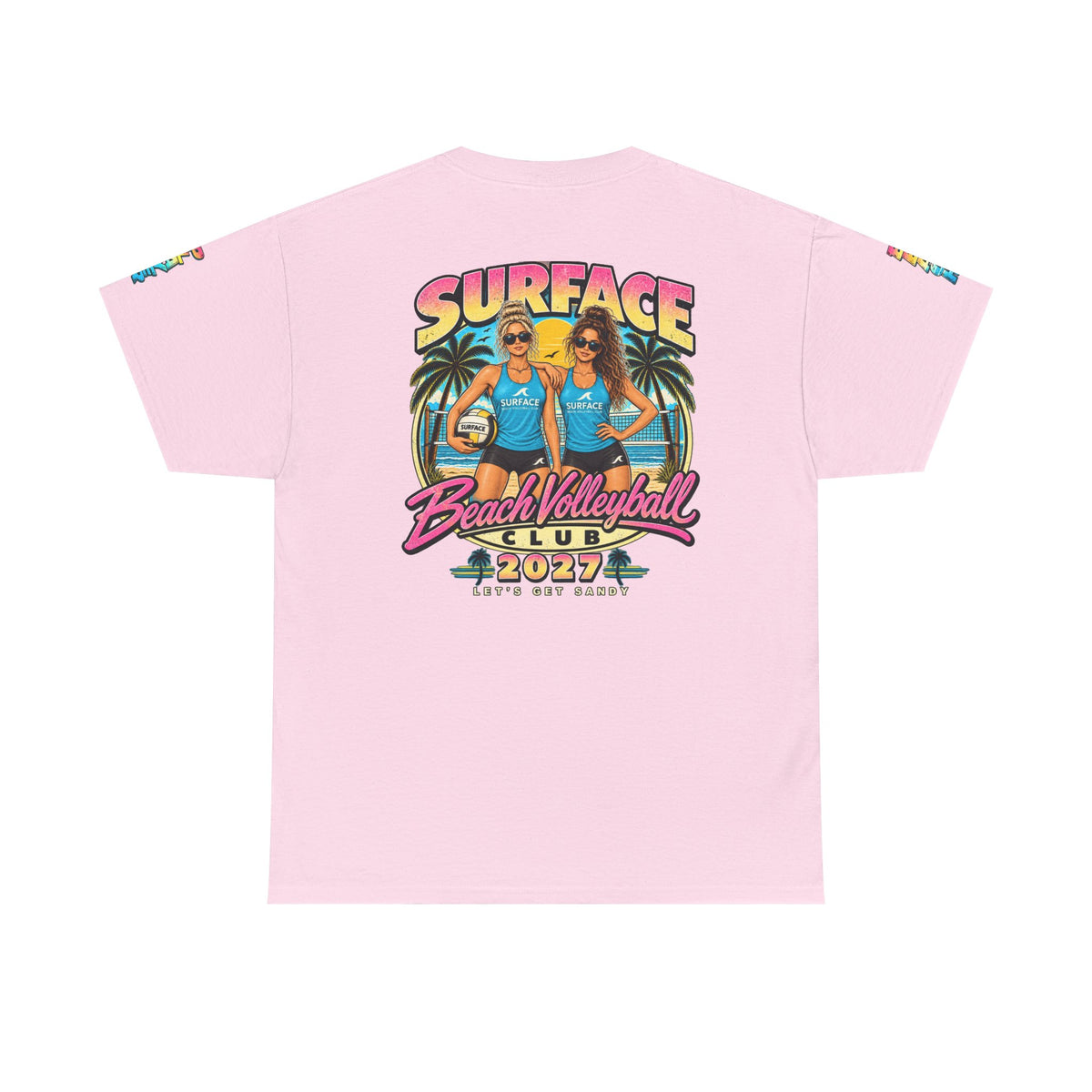 Beach Volleyball Tee — "Surface Beach Volleyball Club 2027" Retro Sunset Shirt