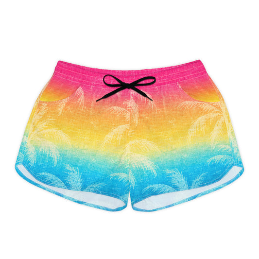 Tropical Ombre Women's Shorts — Rainbow Palm Beach Casual Lounge Shorts