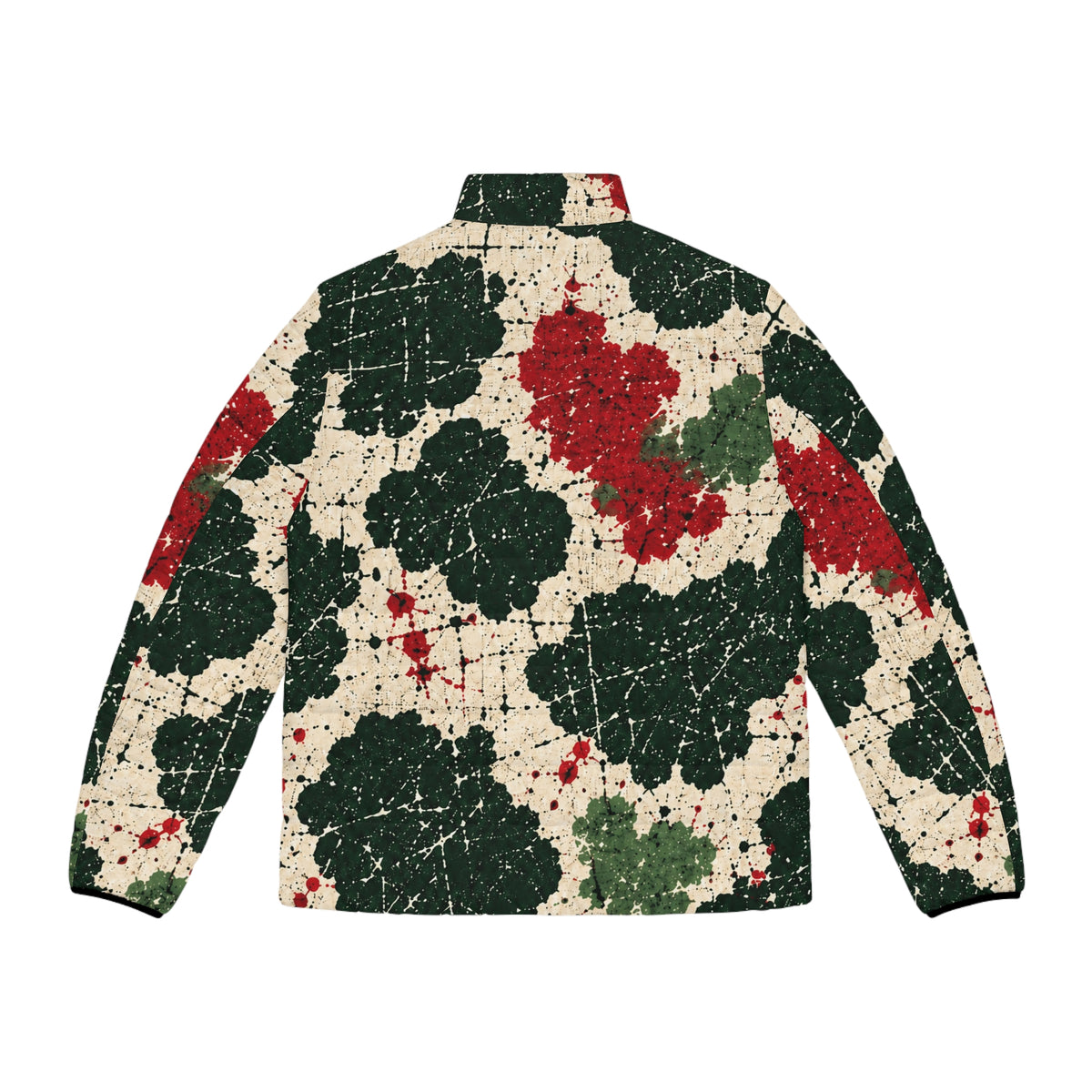Moo Crew Calling The Herd WI Teams Men’s Puffer Jacket – Red, Black & Cream Holstein Print