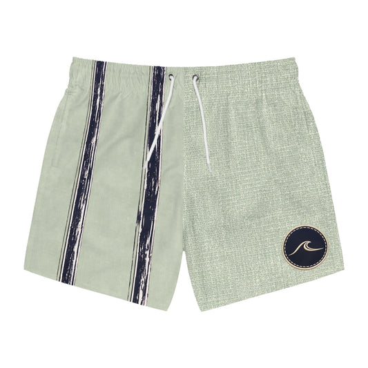 Surfache Sage Stripe Surf Logo Swim Trunks — Men's Beach Boardshorts