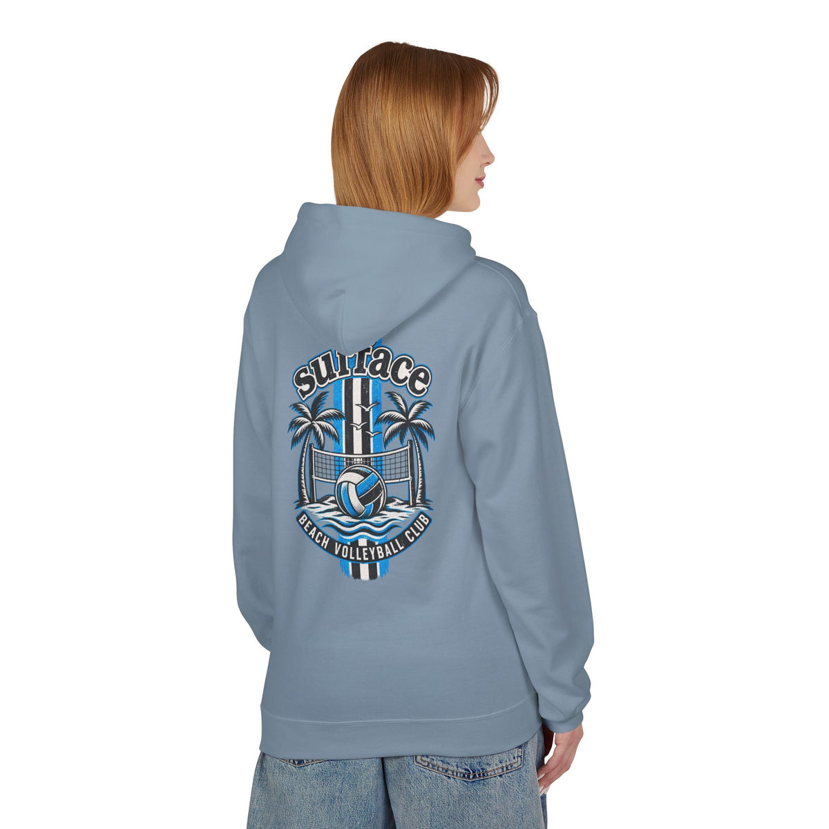 Surface Beach Volleyball Hoodie — Retro Palm Beach Volleyball Club Design