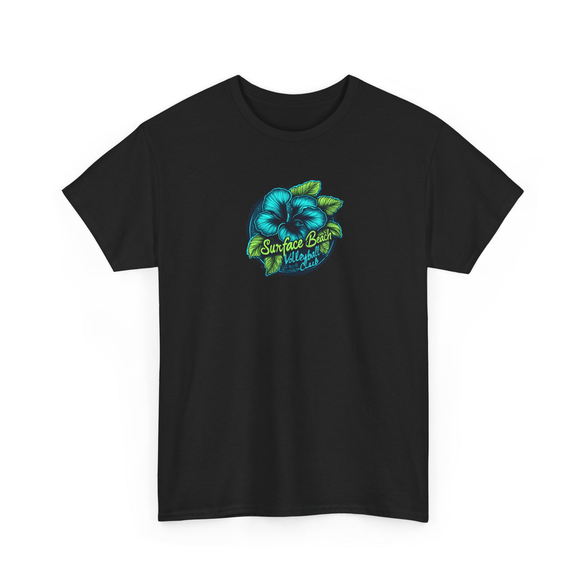 Hibiscus Icon Surface Beach Volleyball Club Unisex Heavy Cotton Tee