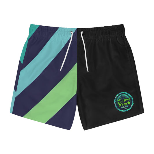 Men's Surfside Colorblock Swim Trunks — 'Surface Beach' Graphic