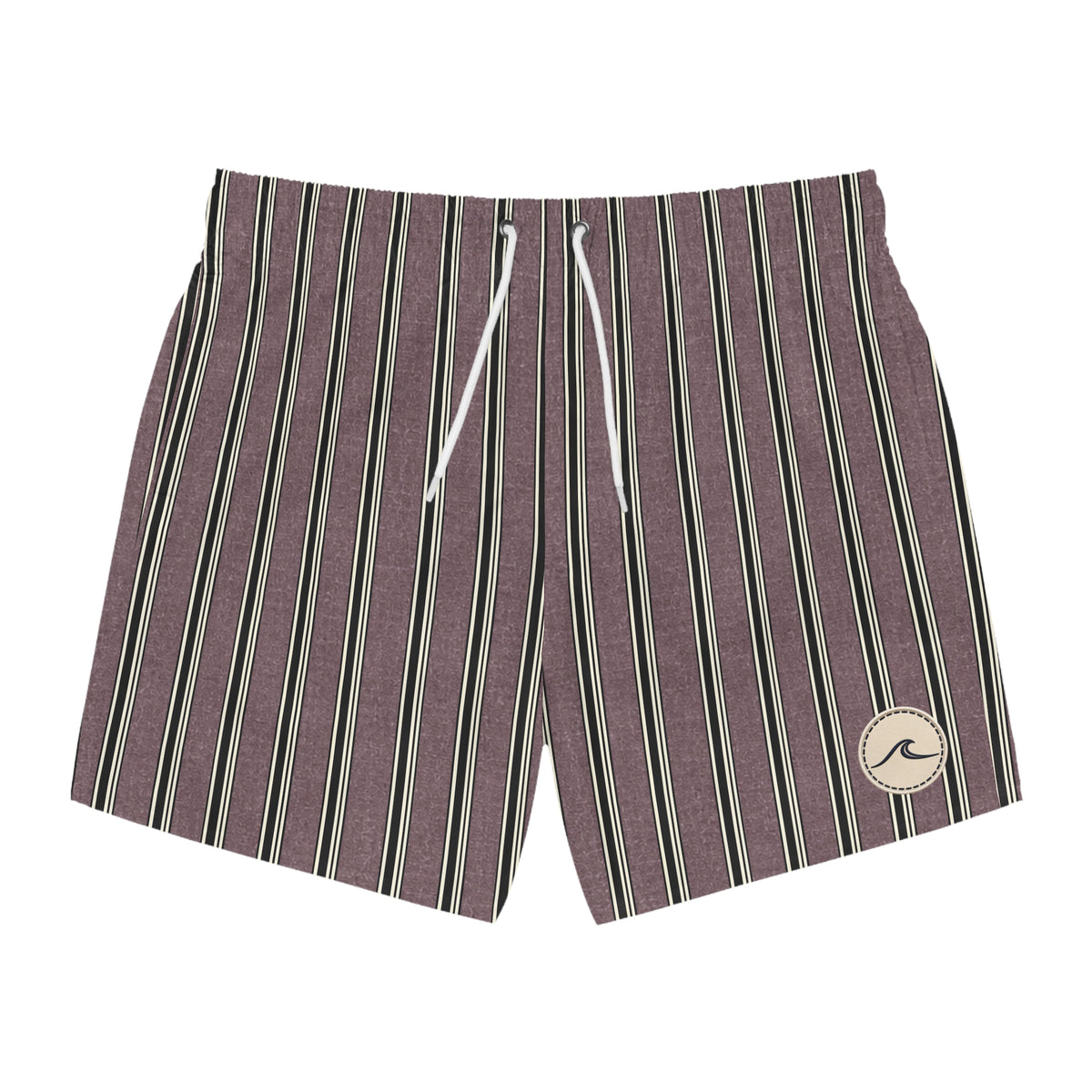 Surfache Men's Striped Swim Trunks — Vintage Mauve Beach Shorts