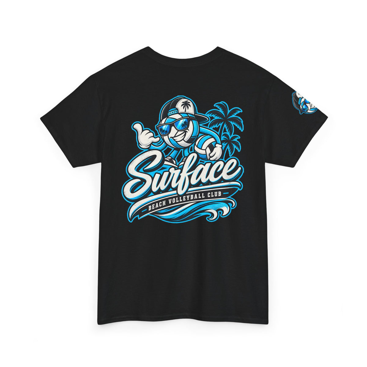 Surfaced Beach Volleyball Tee — 'Surface' Palm Logo Summer T‑Shirt