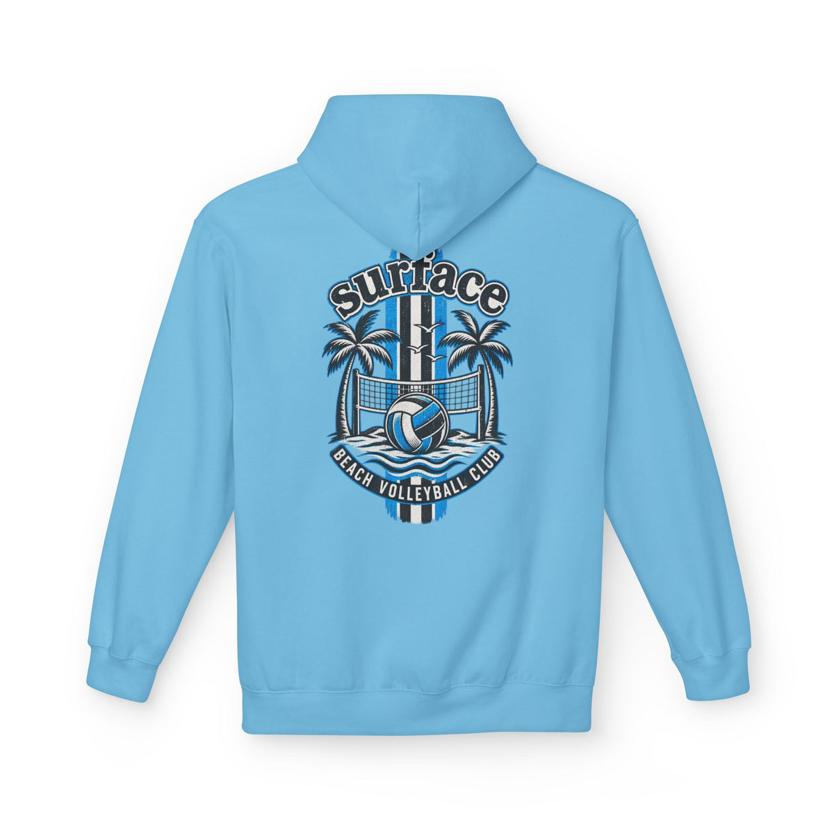 Surface Beach Volleyball Hoodie — Retro Palm Beach Volleyball Club Design