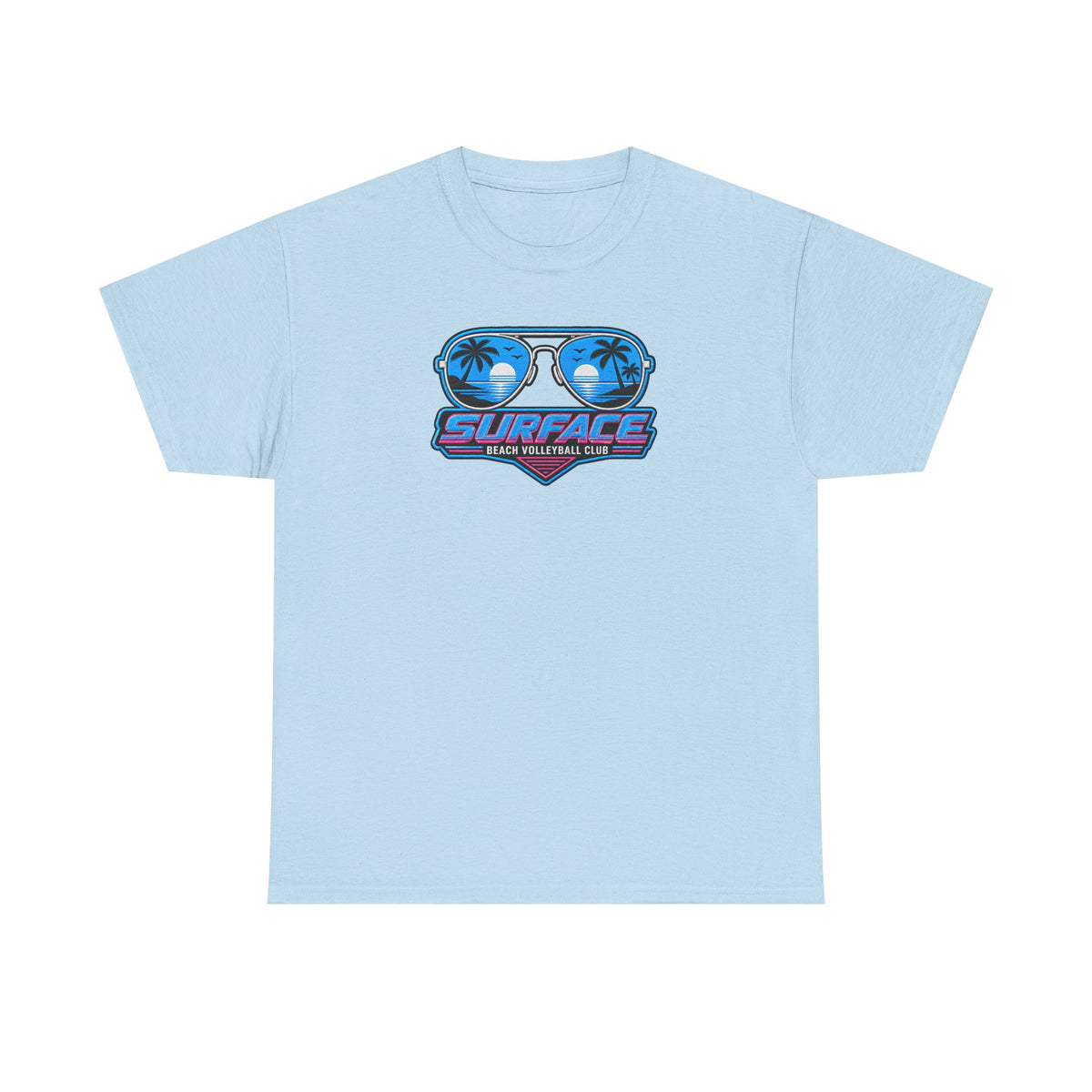 Surface Sunglasses Tee — Retro Beach Palm Trees Surf Vibes T‑Shirt