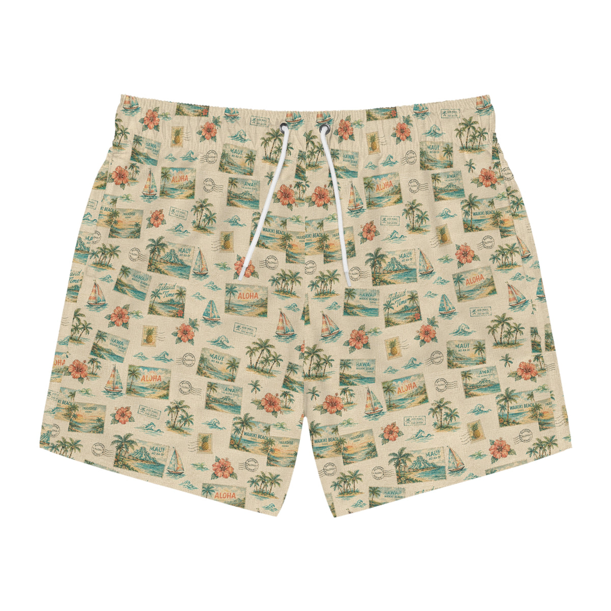 Vintage Postcard Hawaiian Swim Trunks