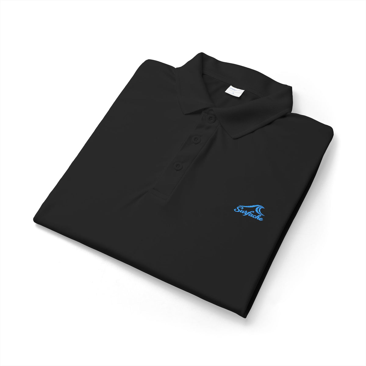 Surfache Men's Performance Polo with Blue Wave Logo — Sporty Golf Shirt