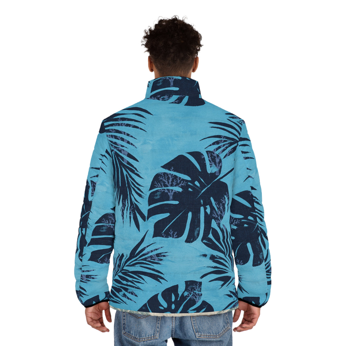 Tropical Palm Leaf Men's Puffer Jacket