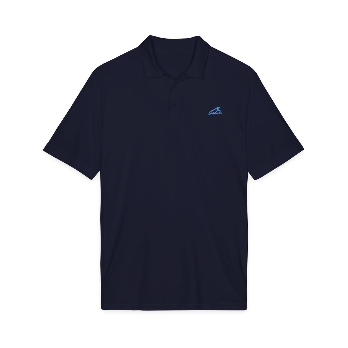 Surfache Men's Performance Polo with Blue Wave Logo — Sporty Golf Shirt