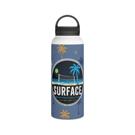 Surface Beach Volleyball Club Stainless Steel Water Bottle — Palm Tree Design