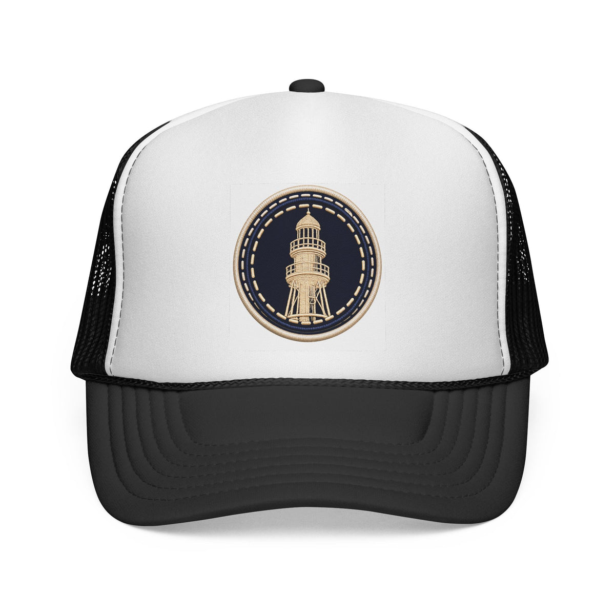 Surfache Lighthouse Patch Trucker Cap — Vintage Nautical Mesh Hat