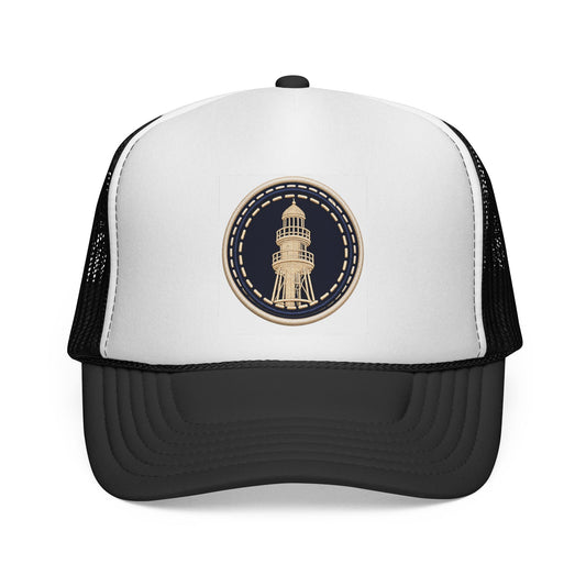 Surfache Lighthouse Patch Trucker Cap — Vintage Nautical Mesh Hat