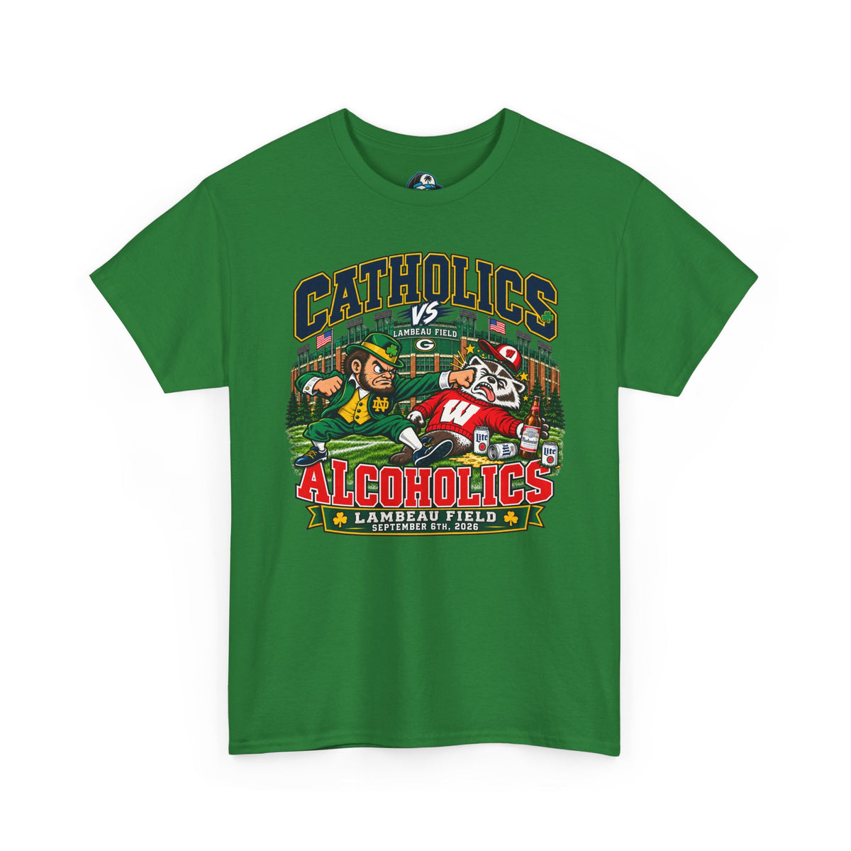 Catholics vs Alcoholics Football T-Shirt – Lambeau Field Tailgate Tee