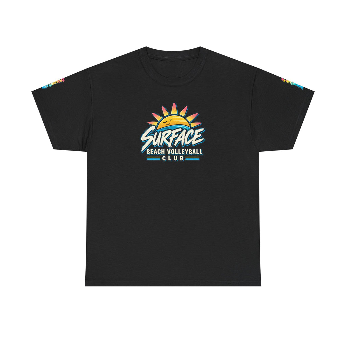 Beach Volleyball Tee — "Surface Beach Volleyball Club 2027" Retro Sunset Shirt