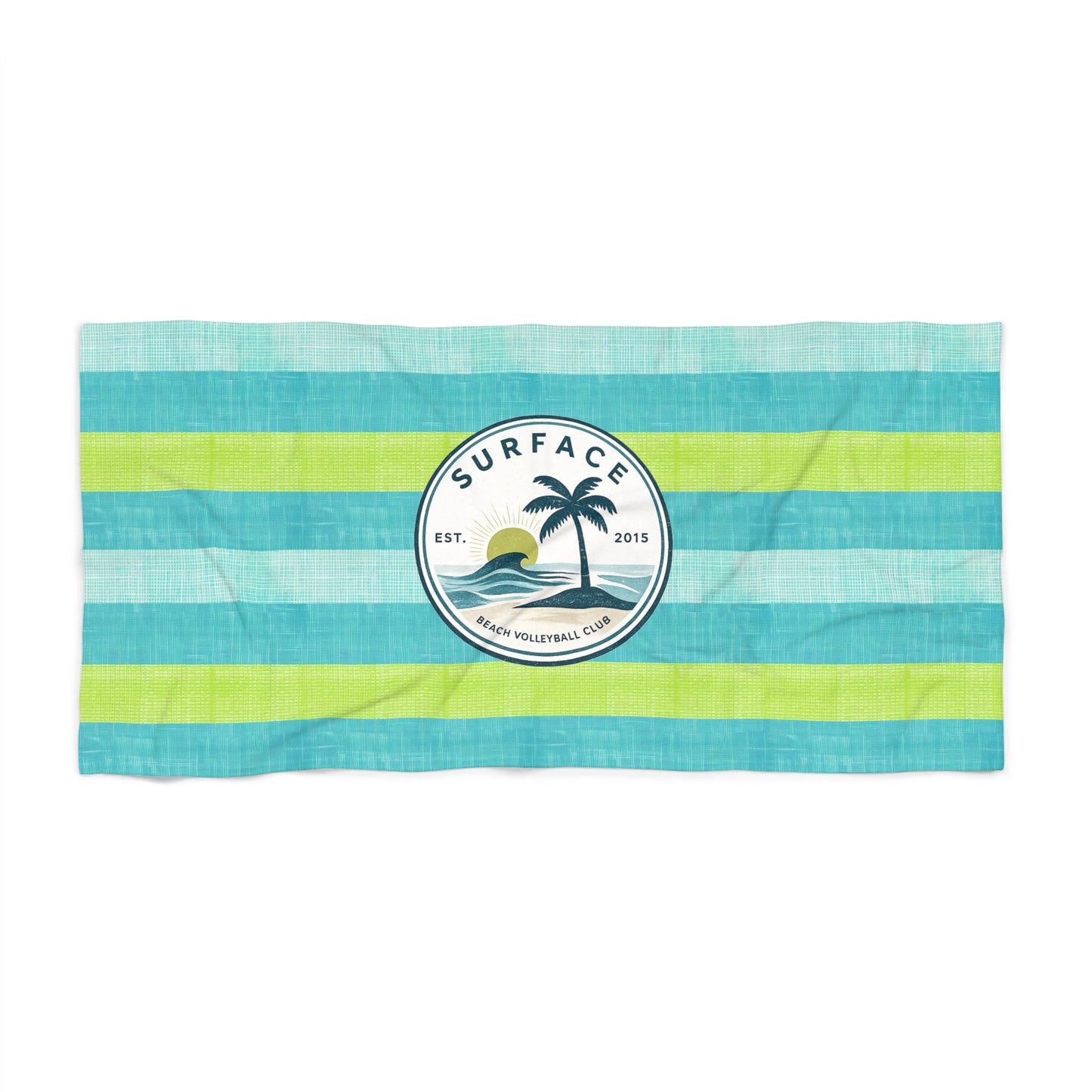 Surf Vibes Stripe Beach Towel — "Surface" Palm Logo