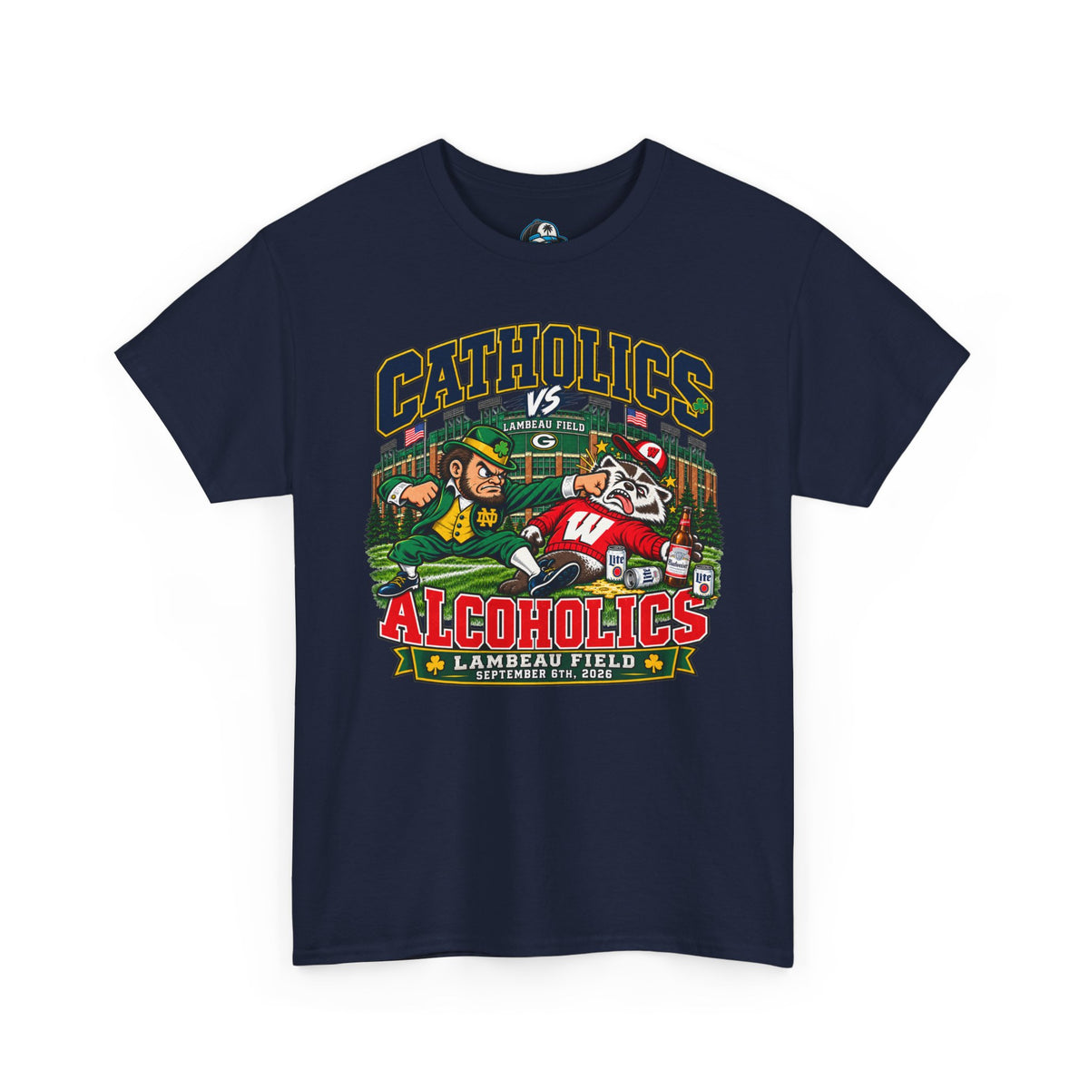 Catholics vs Alcoholics Football T-Shirt – Lambeau Field Tailgate Tee