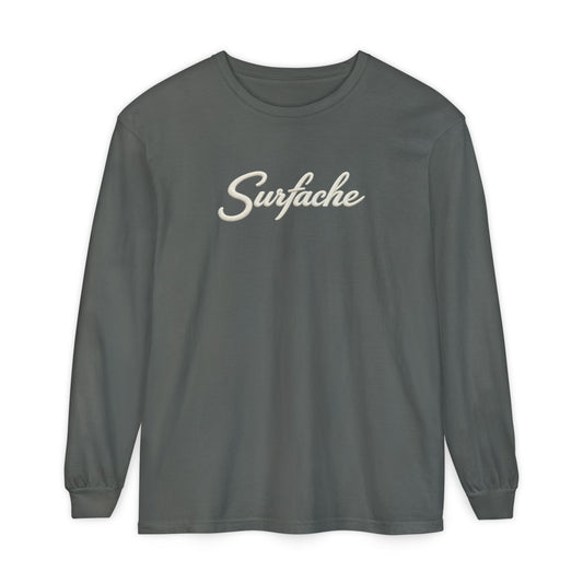 Surfache Long Sleeve T‑Shirt — Coastal Bird Patch Graphic