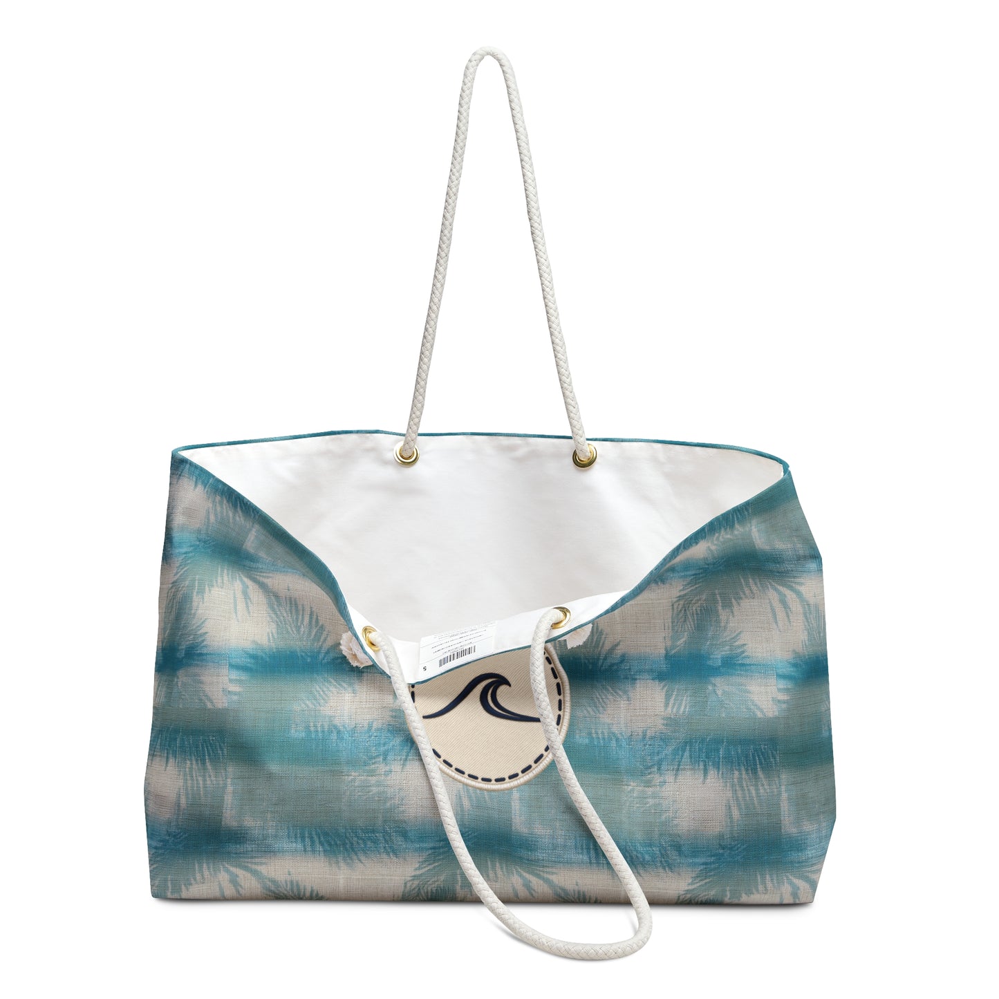 Surfache Beach Stripe Weekender Bag — Teal Tie-Dye Tote with Wave Emblem