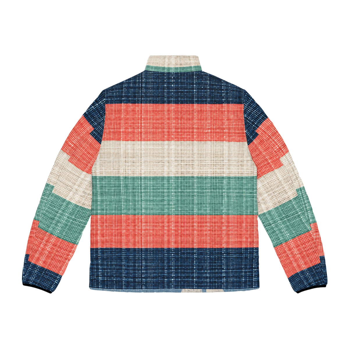 Beach Club Collective Harbor Stripe Puffer Jacket with Colorful Sailboat Chest Logo