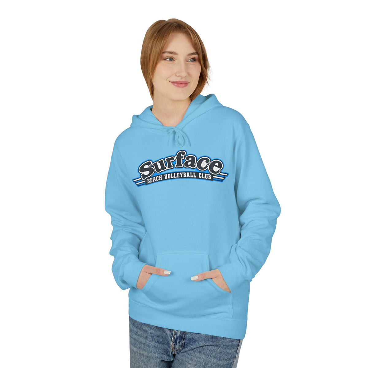 Surface Beach Volleyball Hoodie — Retro Palm Beach Volleyball Club Design