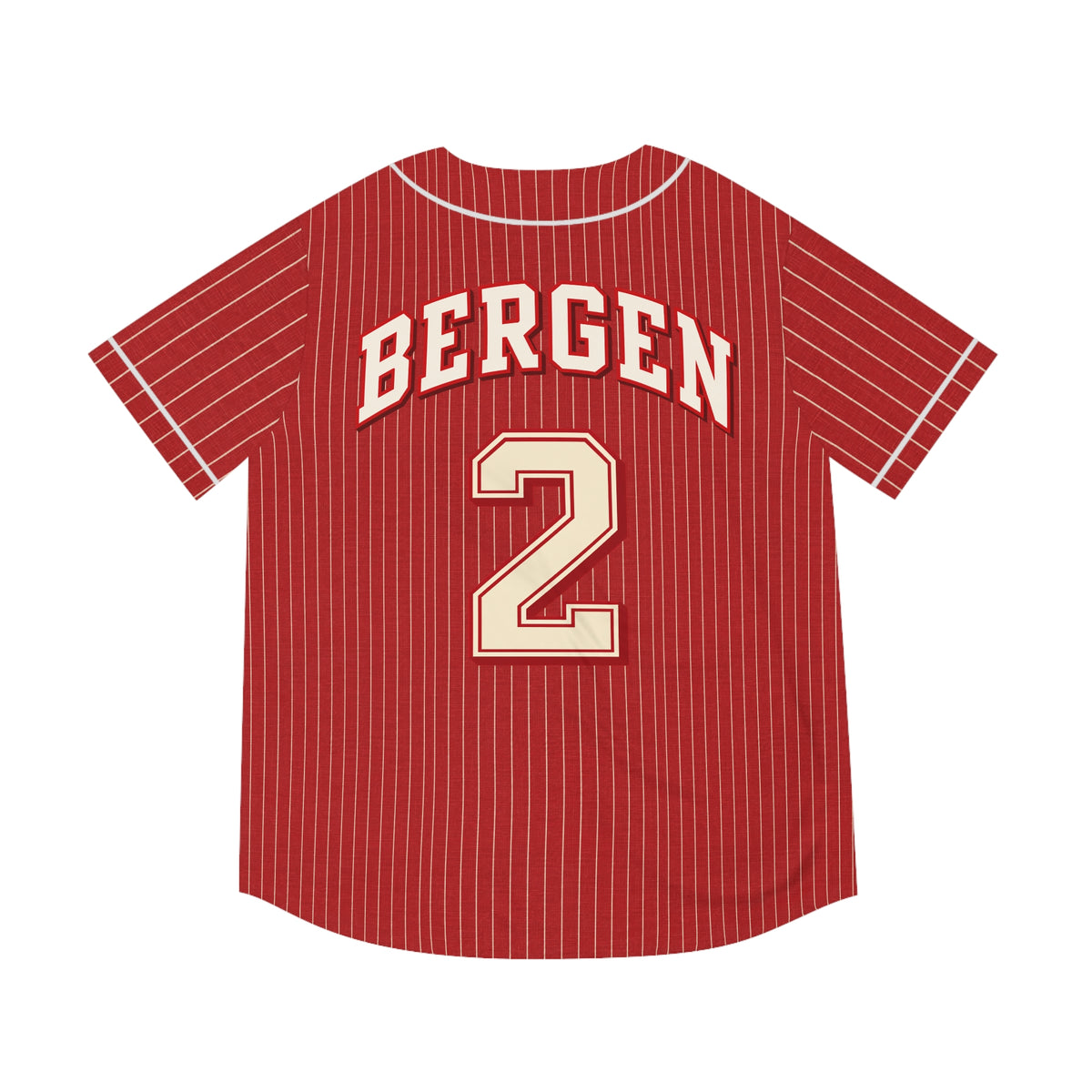 Bergen Wrigley Field Retro Red Pinstripe Baseball Jersey