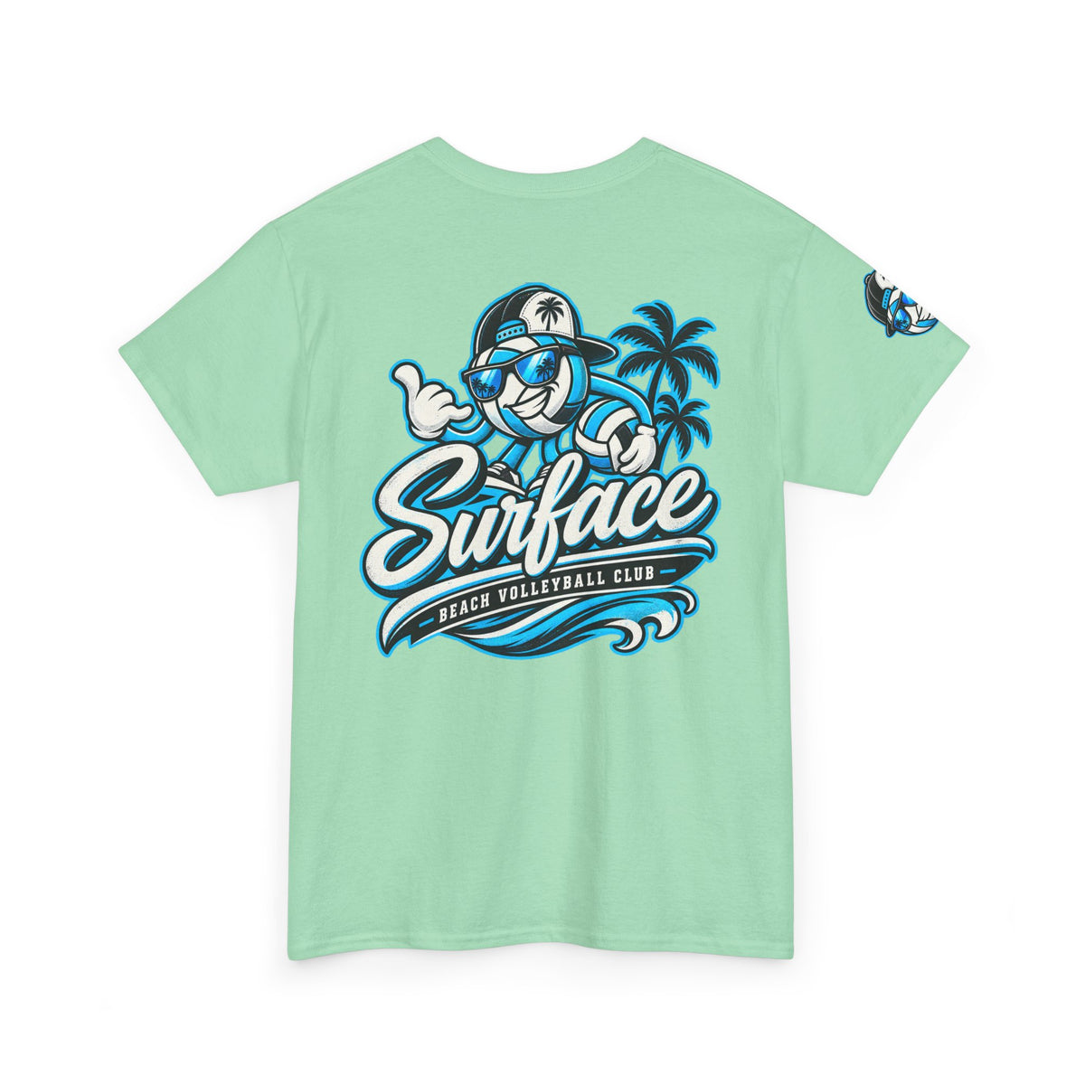 Surfaced Beach Volleyball Tee — 'Surface' Palm Logo Summer T‑Shirt